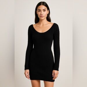 Vince Black Knit Sweater Dress XS Long Sleeve Scoop Neck